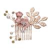 Veil Hair Comb Crystal Hair Accessories Hair Side Comb Bridal Headpiece Hair Accessories Gold Hair Comb Clip Bridal Side Comb Jeweled Hair Combs Pink Hairpin Wedding Bride view 1