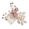 Veil Hair Comb Crystal Hair Accessories Hair Side Comb Bridal Headpiece Hair Accessories Gold Hair Comb Clip Bridal Side Comb Jeweled Hair Combs Pink Hairpin Wedding Bride view 2