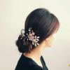 Veil Hair Comb Crystal Hair Accessories Hair Side Comb Bridal Headpiece Hair Accessories Gold Hair Comb Clip Bridal Side Comb Jeweled Hair Combs Pink Hairpin Wedding Bride view 3