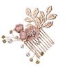 Veil Hair Comb Crystal Hair Accessories Hair Side Comb Bridal Headpiece Hair Accessories Gold Hair Comb Clip Bridal Side Comb Jeweled Hair Combs Pink Hairpin Wedding Bride view 4