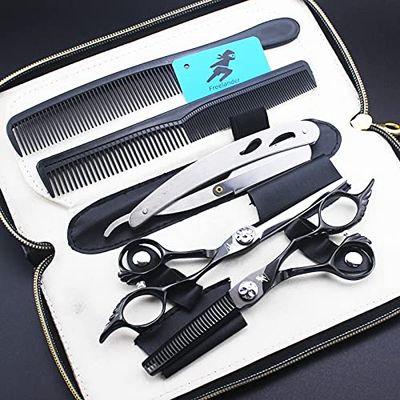 Hair Cutting Scissors, Japan 6 Inch Hair Scissors 440C Hairdressing Scissors Thinning Shears Hairdresser Hair Cutting Scissor Set BY ZZYY (Color : Set1)