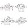 4pcs Heart Suspender Clips Flower Crystal Combs Rhinestone Combs Rhinestone Hair Comb Bridal Hair Comb Scissor Sleeve Hair Toppers Headbord Alloy Comb Accessories Bride Pearl view 1