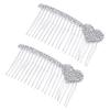 Beaupretty 2pcs Rhinestone Inlay Heart Hair Combs for Brides Alloy Hair Decoration for Weddings Bridal Parties and Special Occasions view 1