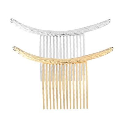Beaupretty 2pcs Flax Pattern Curving Hair Comb Retro Simple Alloy Headdress Hair Decoration Golden Silver for Women and Girls for Weddings and Special Occasions