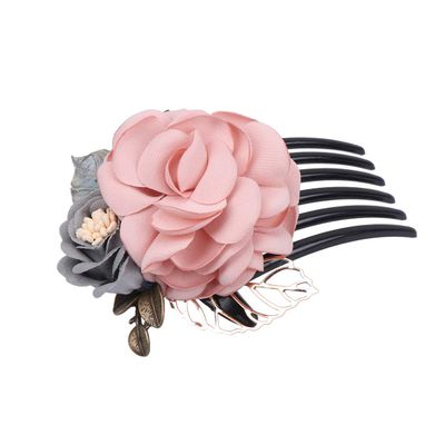 Beaupretty Elegant Double Hair Insert Comb Handmade Flower Shaped Hairpin for Women for Weddings and Special Occasions Korean Versatile Styling Accessory