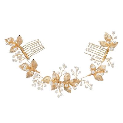 1pc Comb Rhinestone Hair Clip Wedding Hair Decoration Bridal Accessories Pearl Wedding pin Rhinestone Headpiece Pearl Clip Tiara Bride Leaf Alloy Piece