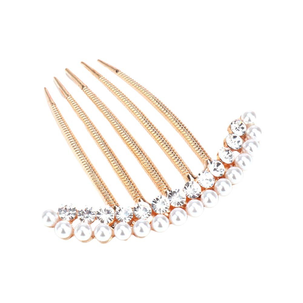 Beaupretty Delicate Bridal Hair Comb Pearl and Rhinestone Inlay for Weddings Elegant Alloy Hairpin Accessory for Brides and Bridesmaids for Special Occasions and Celebrations