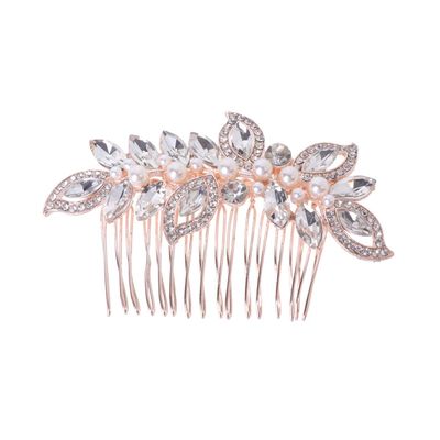 1pc Rhinestone Crystal Hair Side Comb Crystal Hair Comb Clips Simulated Pearl Hair Comb Bridal Headdress Tiara Rhinestone Hair up European and American Miss