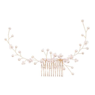 Beaupretty Pearl Flower Hair Comb Bridal Hair Accessory Handmade Headdress for Weddings Banquets and Parties Elegant Floral Design for Brides and Special Occasions