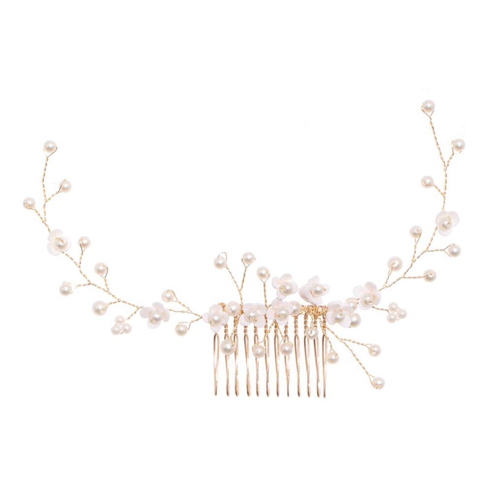 Beaupretty Pearl Flower Hair Comb Bridal Hair Accessory Handmade Headdress for Weddings Banquets and Parties Elegant Floral Design for Brides and Special Occasions