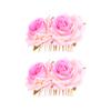 2pcs Hair Comb Floral Hair Headpiece Comb Pin Teasing Combs for Clips Accessories Pink Fork Comb Bridesmaid Flowers view 1