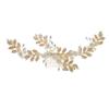Beaupretty 1pc Elegant Wedding Hair Comb Pearls and Metal Leaves Handmade Floral Hairpin for Brides Comfortable and Stylish Hair Accessory for Special Occasions view 1