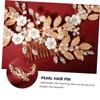 Beaupretty 1pc Elegant Wedding Hair Comb Pearls and Metal Leaves Handmade Floral Hairpin for Brides Comfortable and Stylish Hair Accessory for Special Occasions view 3