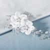 Beaupretty Handmade Cloth Flower Hair Comb Rhinestones Elegant Bridal Headpiece for Weddings and Special Occasions Delicate Hair Accessories for Women and Girls view 3