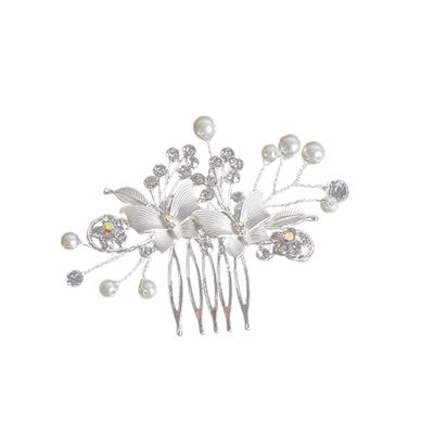 1pcs Flower Hair Comb Wedding Rhinestone Bridal Comb Hair Side Comb Wedding Veils Vintage Hair Comb Bride Crystal Bridal Hair Clips Chopsticks Pearl Miss