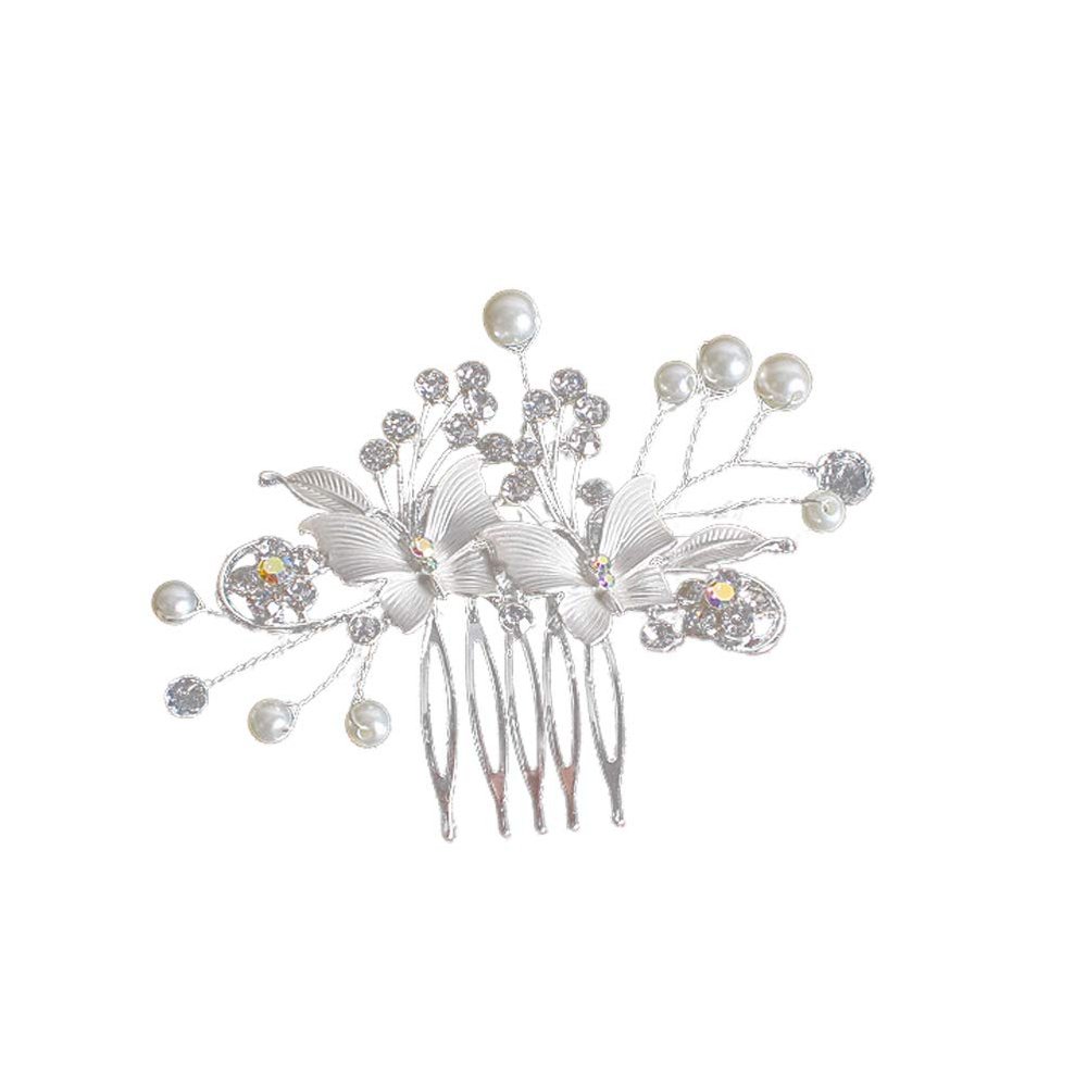 1pcs Flower Hair Comb Wedding Rhinestone Bridal Comb Hair Side Comb Wedding Veils Vintage Hair Comb Bride Crystal Bridal Hair Clips Chopsticks Pearl Miss
