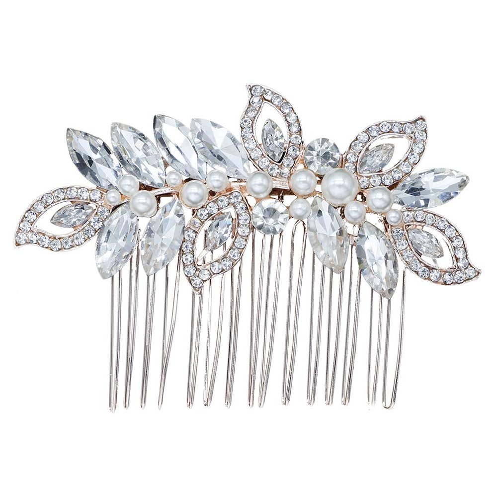 Beaupretty 1pc Elegant Alloy Imitation Crystal Bridal Hair Comb for Women Silver Wedding Accessory Bling Bling Design for Parties and Special Events