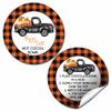Happy Fall Orange & Black Buffalo Plaid Pumpkin Pickup Themed Hot Cocoa Bomb Packaging Sticker Labels, Total of 40 2" Circle Stickers (20 Sets of 2) by AmandaCreation view 1