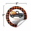 Happy Fall Orange & Black Buffalo Plaid Pumpkin Pickup Themed Hot Cocoa Bomb Packaging Sticker Labels, Total of 40 2" Circle Stickers (20 Sets of 2) by AmandaCreation view 2