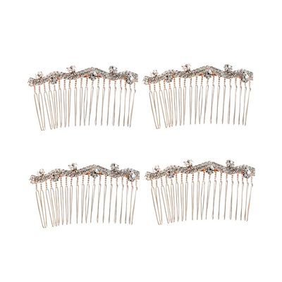 Beaupretty 4pcs Rhinestone Bang Hair Combs Elegant Women Headdress Floral Hair Accessories for Parties Weddings and Special Occasions Style d