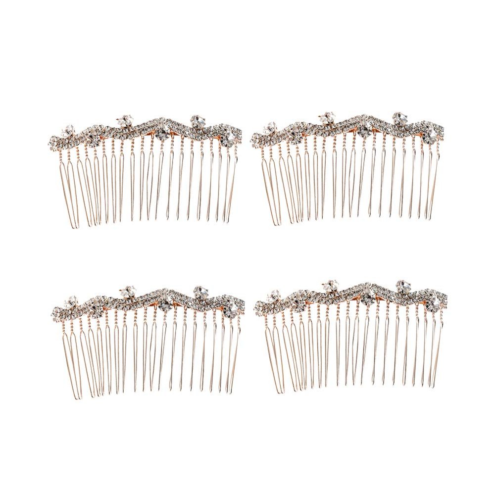 Beaupretty 4pcs Rhinestone Bang Hair Combs Elegant Women Headdress Floral Hair Accessories for Parties Weddings and Special Occasions Style d