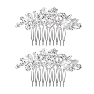 2pcs Hair Accessories Crystal Headpiece Bridal Headpiece Rhinestone Hair Clip Rhinestone Headpiece Womens Hair Comb Hair Barrettes Photography Props Bride Hair Piece Leaf
