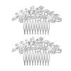 2pcs Hair Accessories Crystal Headpiece Bridal Headpiece Rhinestone Hair Clip Rhinestone Headpiece Womens Hair Comb Hair Barrettes Photography Props Bride Hair Piece Leaf view 1