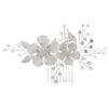 Beaupretty 1pc Elegant Pearl Hair Comb Hand Beaded Silver Hair Accessory for Brides and Women Traditional Chinese Style for Weddings and Special Occasions view 1
