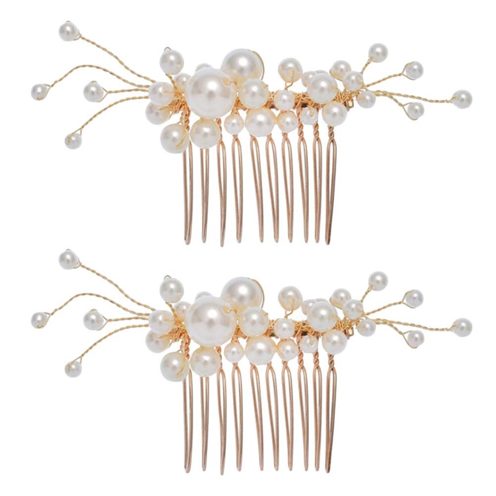 Beaupretty 1set Bridal Hair Comb Handmade Pearls Elegant Alloy Headpiece for Weddings Hair Accessories for Women and Girls for Brides Bridal Parties and Special Occasions