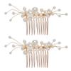 Beaupretty 1set Bridal Hair Comb Handmade Pearls Elegant Alloy Headpiece for Weddings Hair Accessories for Women and Girls for Brides Bridal Parties and Special Occasions view 1