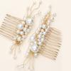 Beaupretty 1set Bridal Hair Comb Handmade Pearls Elegant Alloy Headpiece for Weddings Hair Accessories for Women and Girls for Brides Bridal Parties and Special Occasions view 2