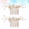 Beaupretty 1set Bridal Hair Comb Handmade Pearls Elegant Alloy Headpiece for Weddings Hair Accessories for Women and Girls for Brides Bridal Parties and Special Occasions view 3