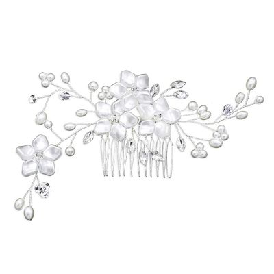 Beaupretty 1pc Bride Hair Comb Manmade Pearl for Weddings Elegant Floral Headdress Hair Decoration for Women for Parties and Special Occasions