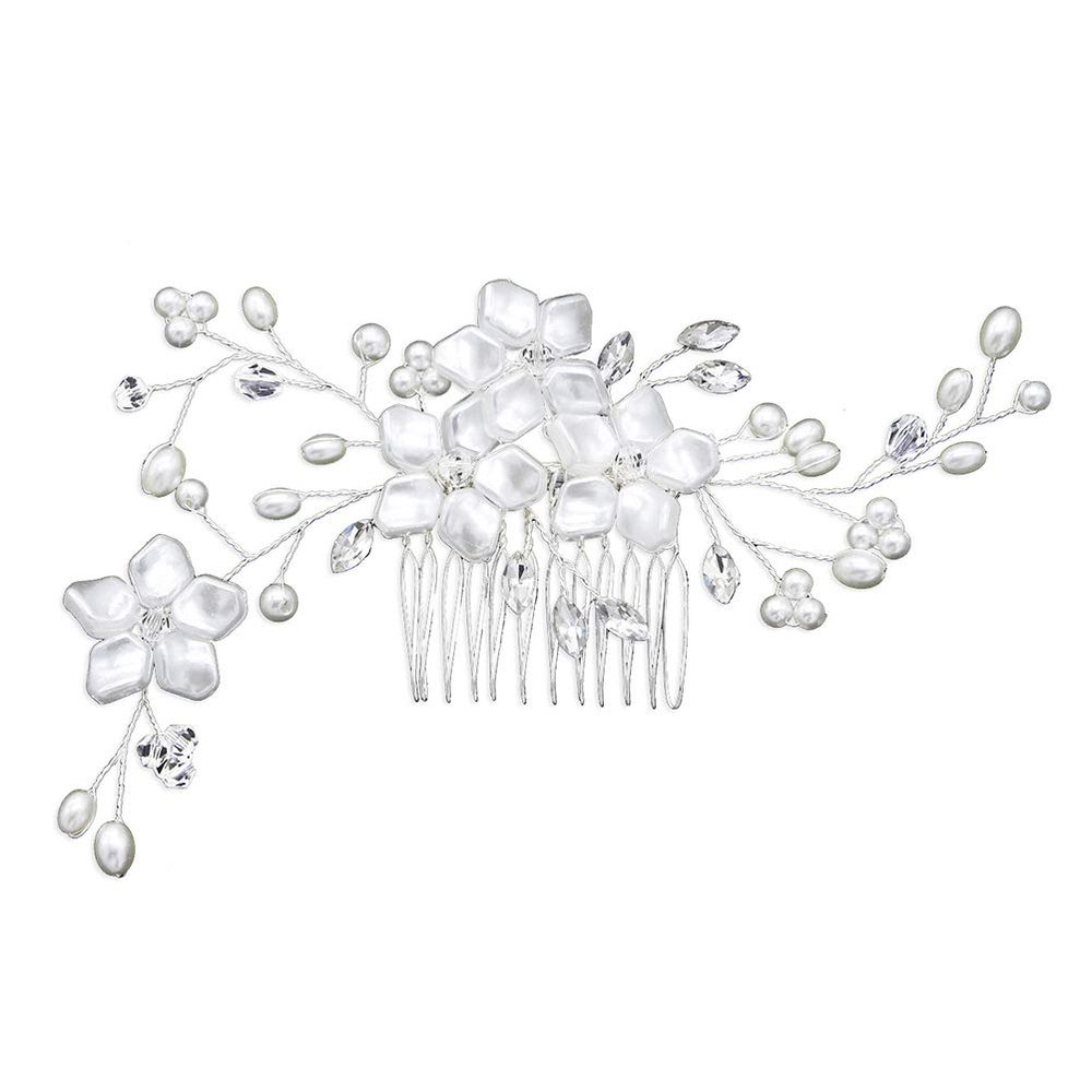 Beaupretty 1pc Bride Hair Comb Manmade Pearl for Weddings Elegant Floral Headdress Hair Decoration for Women for Parties and Special Occasions