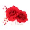 Beaupretty 1pc Wedding Hair Clip Hair Combs Comb Slide clip Claw Clips for Comb Womens Barrettes for Bride Red Flowers Head view 1