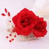 Beaupretty 1pc Wedding Hair Clip Hair Combs Comb Slide clip Claw Clips for Comb Womens Barrettes for Bride Red Flowers Head view 3