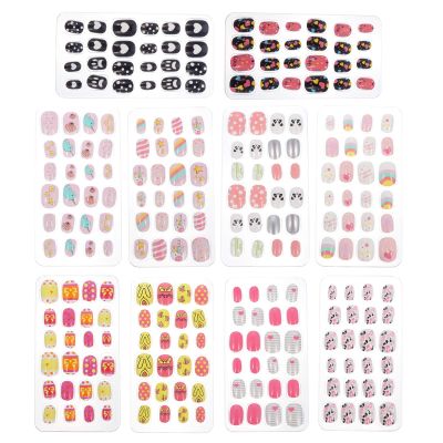Beaupretty 240pcs Boys and Girls Press Short Fake Nails Cartoon Style Full Cover Nail Tips for Girls Mixed Designs for Parties and Daily Use Easy to Apply Boy Girl-friendly Art