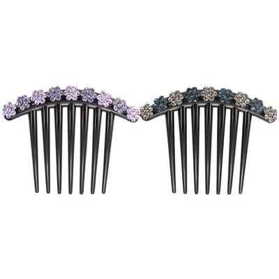2pcs Flower Rhinestone Hair Comb Flower Hair Accessories Bridal Side Comb Bride Hair Clip Mini Snap Clip Bun Clip Patterned Hairpin Updo Tool Rhinestones