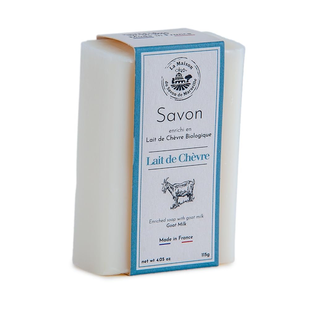 Maison du Savon de Marseille - French Organic Goats Milk Soap with Shea Butter - Moisturising for Skin - 115g Bar