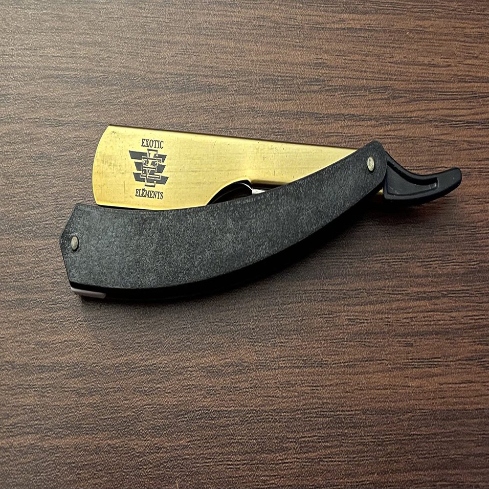 Black and Gold Lightweight Easy Shaving Straight Edge Razor Unisex Mustache and Beard