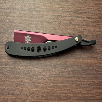 Black and Red-Hole Design Razor Men Shavette Slider Smooth Shaving Barber Straight Edge Razor
