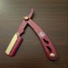 Red and Gold Cut Out Engraving Design Barber Straight Edge Razor Hair, Mustache, Eyebrows view 1