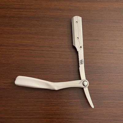 Cool Designed Handle Barber Shaving Razor White and Silver Lightweight Stainless Steel