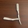 Cool Designed Handle Barber Shaving Razor White and Silver Lightweight Stainless Steel view 1