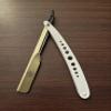 Gold and White Stainless Steel Barber Shop All Hair Cutting and Styling Straight Edge Shaving Razor view 1
