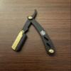 Exclusive Black and Gold Barber Straight Edge Razor Unisex Shaving Engraving- Gold Premium Screw view 1