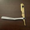 All Hair Cutting and Grooming Barber Shaving Razor Knife White and Gold Straight Edge Razor view 1