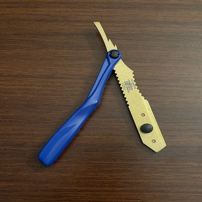 Gold Dipped and Blue Barbershop Premium Quality Stainless Steel Lightweight Shaving Razor