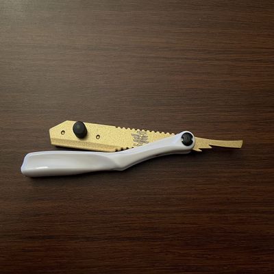 White and Gold Bone Style Lightweight Screw Straight Edge Razor Premium Stainless Steel