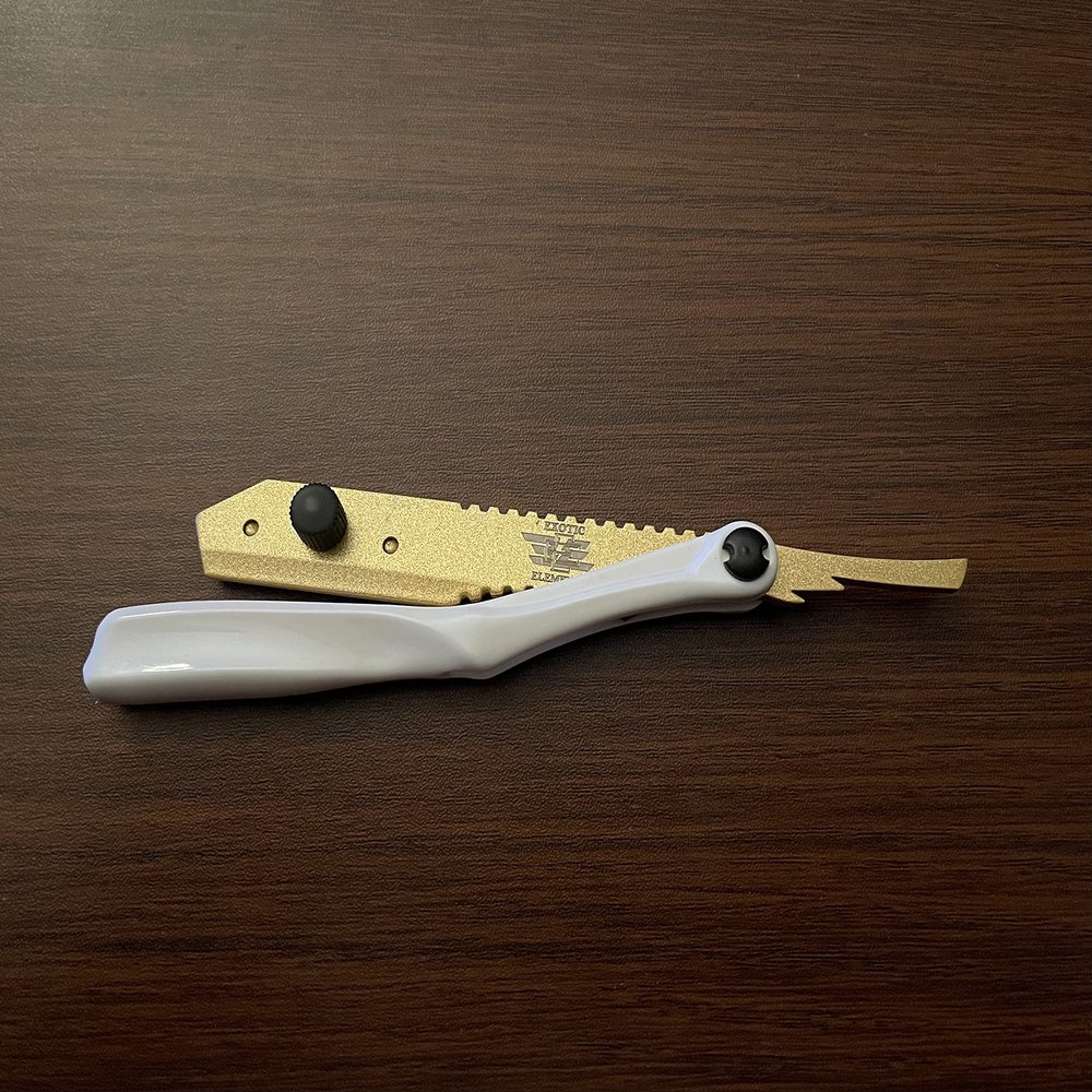 White and Gold Bone Style Lightweight Screw Straight Edge Razor Premium Stainless Steel